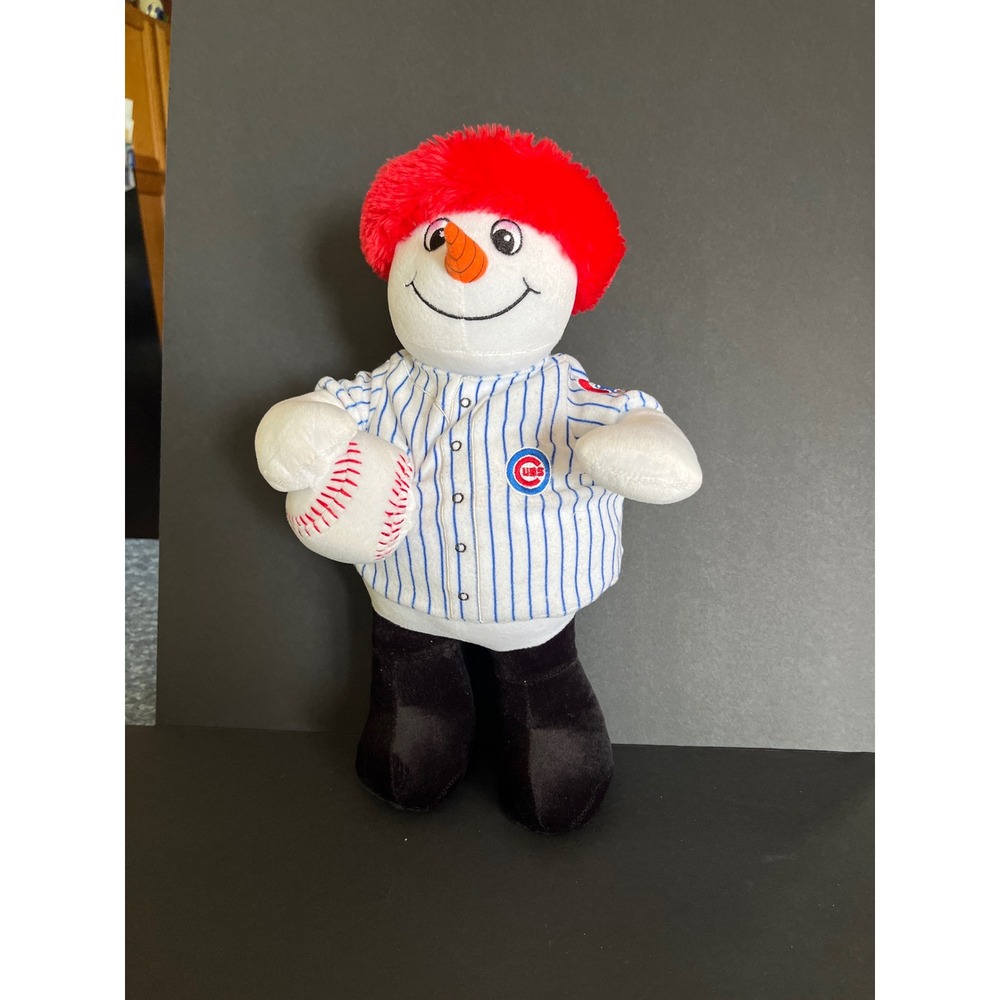 Chicago Cubs MLB Snowman Plush Holiday Decor Pinstripe Jersey Baseball 15 inch